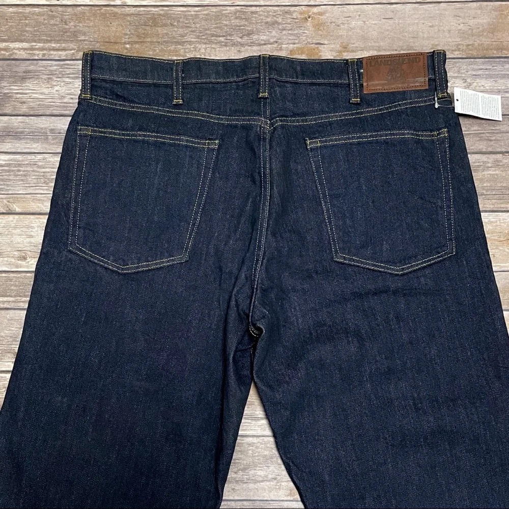 Lands End Dark Wash Mens Traditional Fit Square Rigger Jeans NWT 36 Tapered
